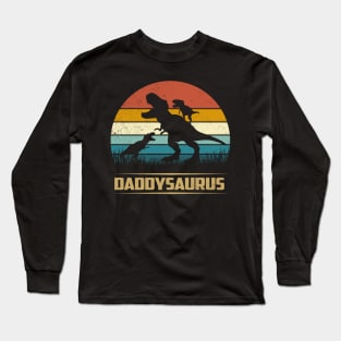 Daddy Dinosaur Daddysaurus 2 Two Kids Funny Father's Day dad Long Sleeve T-Shirt